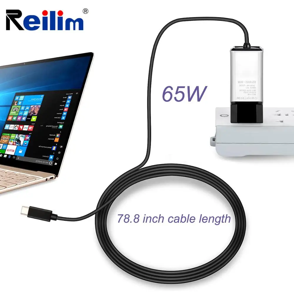 

65W USB-C Mini Laptop Power Adapter Type C PD Quick Charger for Macbook Air Pro Laptop Charger for Microsoft Surface Pro 6/5/4/3