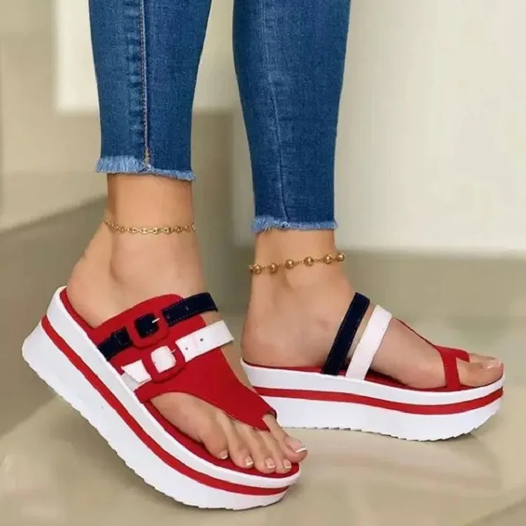 

2021 Summer Women Sandals Platform Peep Toe Sandals Slippers Ladies Beach Casual Sandales Buckle Chunky Slides for Women