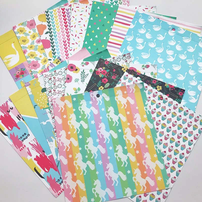 Бумага для скрапбукинга с рисунком единорога 16 листов декоративное оформление