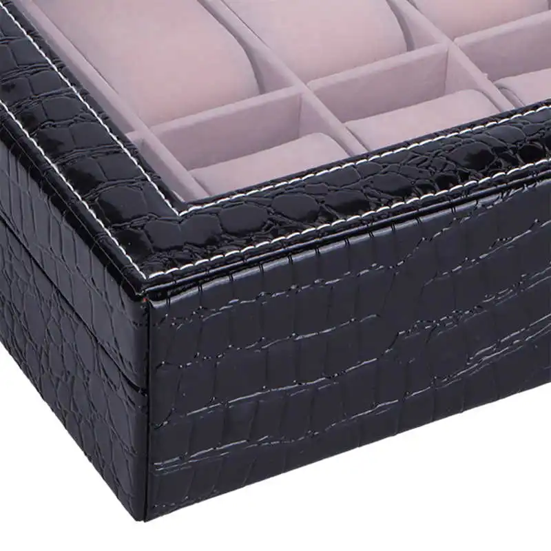 

Watch Display Box Watch Organizer Artificial Leather Multifunction Black Desktop for Display