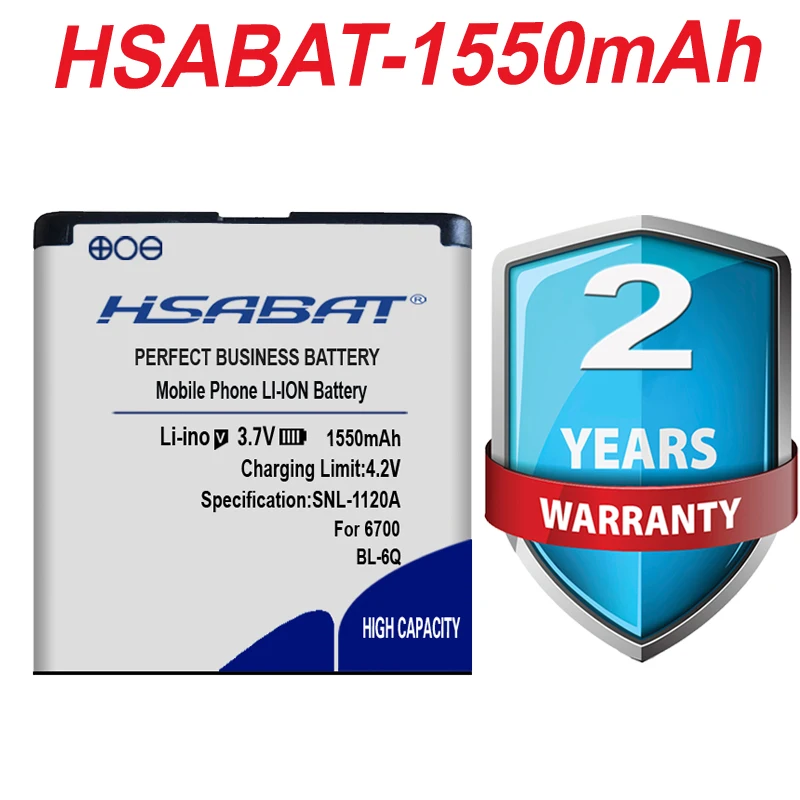 Сменный аккумулятор HSABAT мобильный телефон 1550 мАч для Nokia 6700C 6700 E51i N82 N81 E51|mobile phone