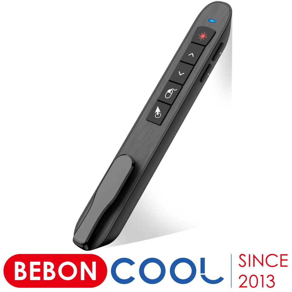 

Rechargeable 2.4 GHz Wireless Presentation Clicker RF Presenter Remote Control With Green Laser With Air Mouse For Powerpoint