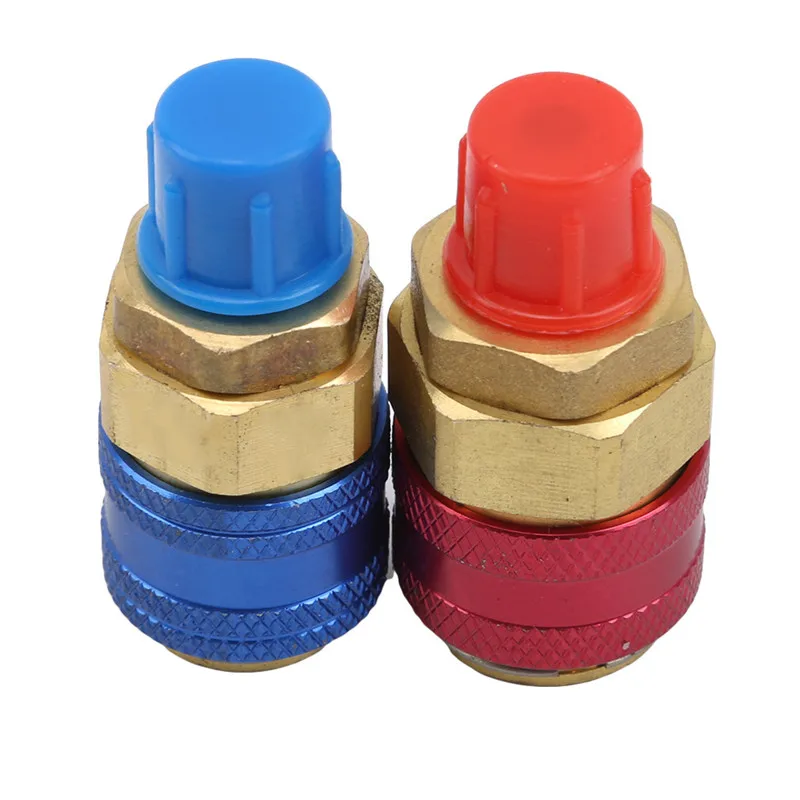 

1 Pair Freon R134A H/L Auto Car Quick Coupler Connector Brass Adapters Air Conditioning Refrigerant Adjustable AC Manifold Gauge