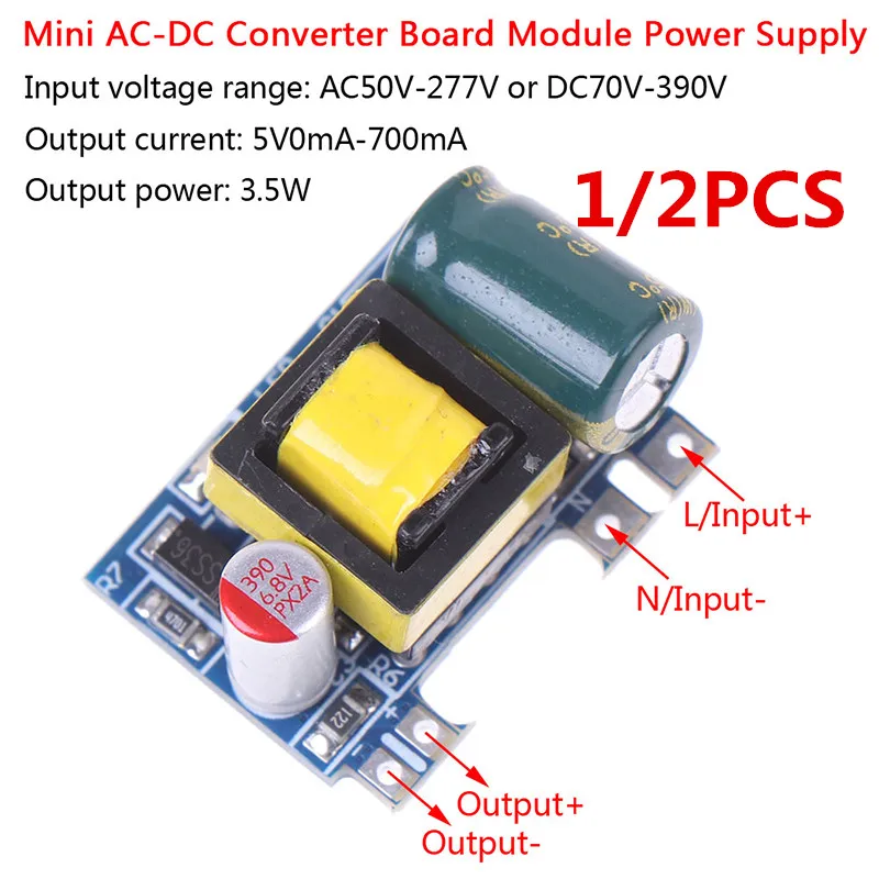 Горячее предложение 1/2 шт Мини AC DC 110V 120V 220V 230V To 5V 12V преобразователь модуль