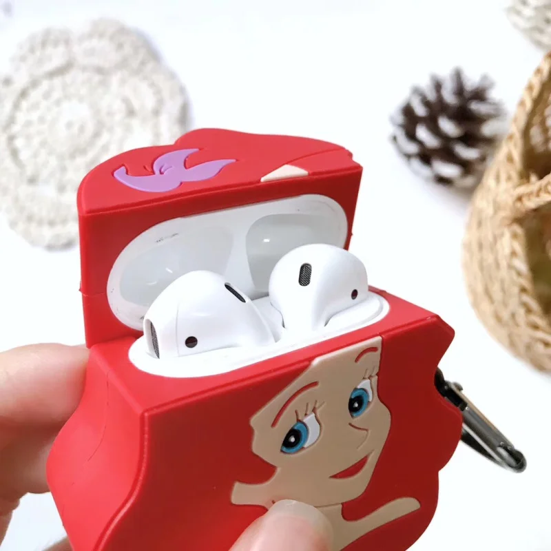 Для AirPods чехол силиконовый милый чехол для наушников принцессы для Airpods 2 Чехол для наушников для Apple Air pods чехол для наушников карабин
