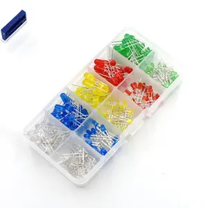 200 шт.лот 3 мм 5 мм комплект светодиодов в коробке смешанные цвета красный зеленый желтый синий белый светоизлучающий диод Ассортимент 20 шт. каждый новый