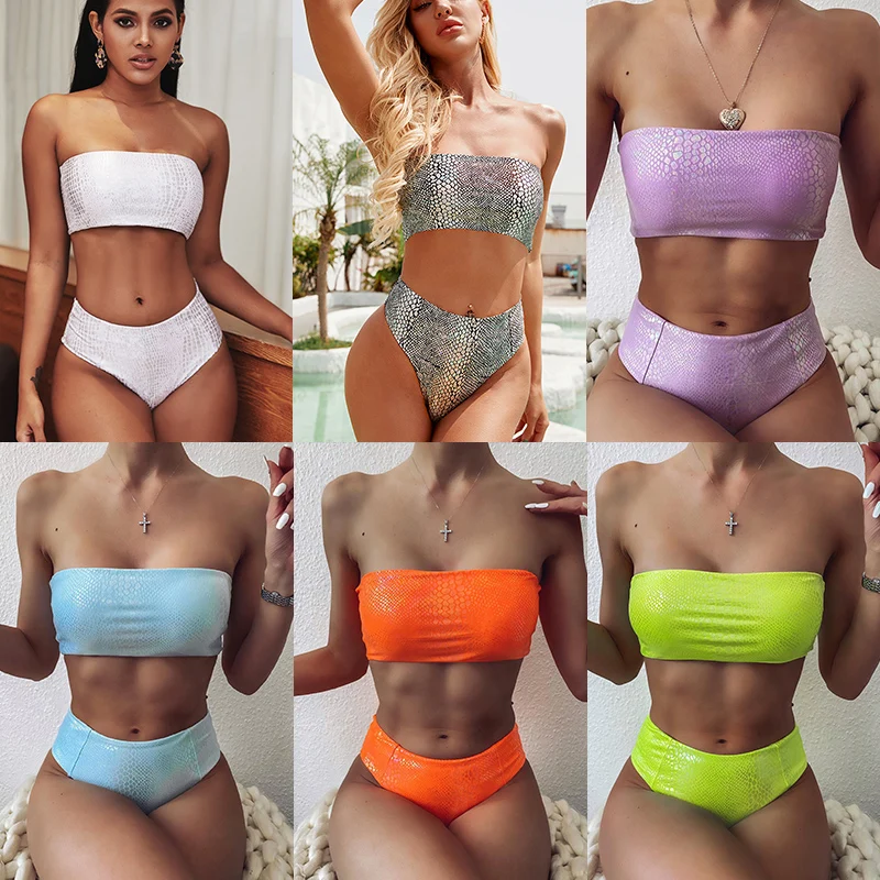

Sexy Bikinis Solid Push Up Bikini 2021 Hot Sale Padded Bra Straps High Waist Swimsuit Female Swimwear Women Biquini