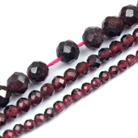 natural faceted garnet stone 234mm section loose beads small round beads for jewelry making diy bracelet earring necklace