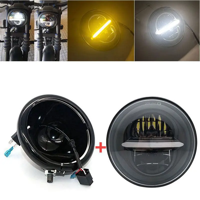 

5.75 Inch Headlight Housing Bucket For H arley Softail Sportster Dyna Choppers Round 12V 24V LED Headlamp Bracket