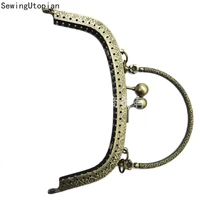 2pcs 16 5cm antique bronze metal purse frame round head vintage embossing kiss clasp handle for diy bag accessory