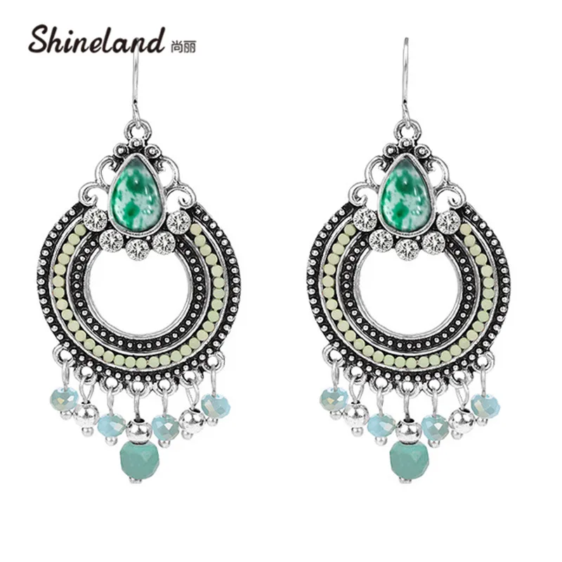 Shineland этнические ювелирные изделия новая женская мода bijoux Модный эмалевый бисер