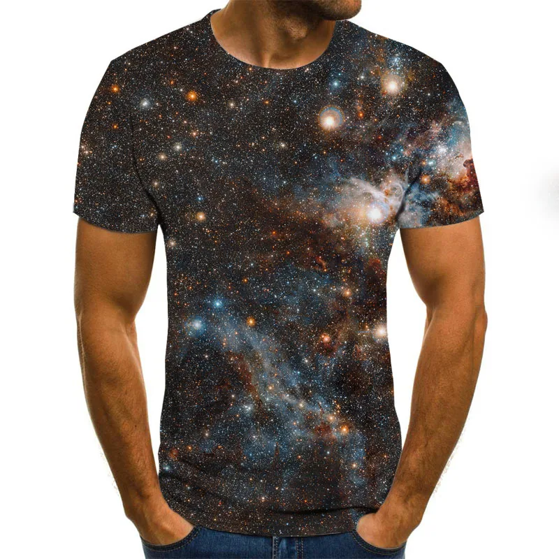 

Casual Summer Style Fashion Printed Short-Sleeved T-shirt 2021 Galaxy Space Pattern Printing 3D T-shirt Men's Shirt Art Street