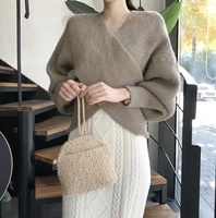 2021 women sweater pullover female knitting overszie long sleeve loose elegant knitted thick outerwear womens winter sweaters v