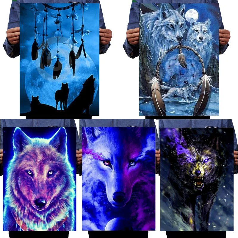 Wolf 5D 100% полная дрель алмазная краска мультяшная Алмазная вышивка мозаика