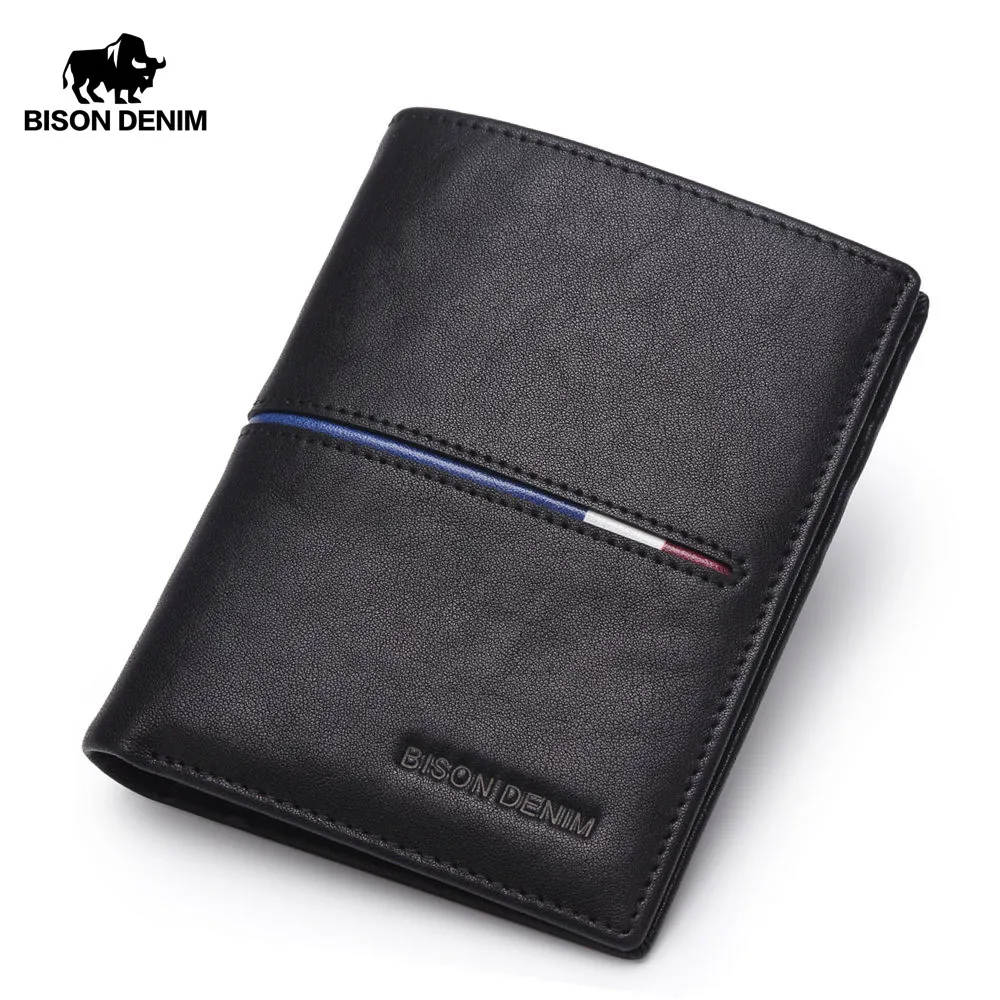 

Брендовые мужские кошельки BISON DENIM, классический деловой бумажник из натуральной кожи с держателем для карт, повседневный кошелек