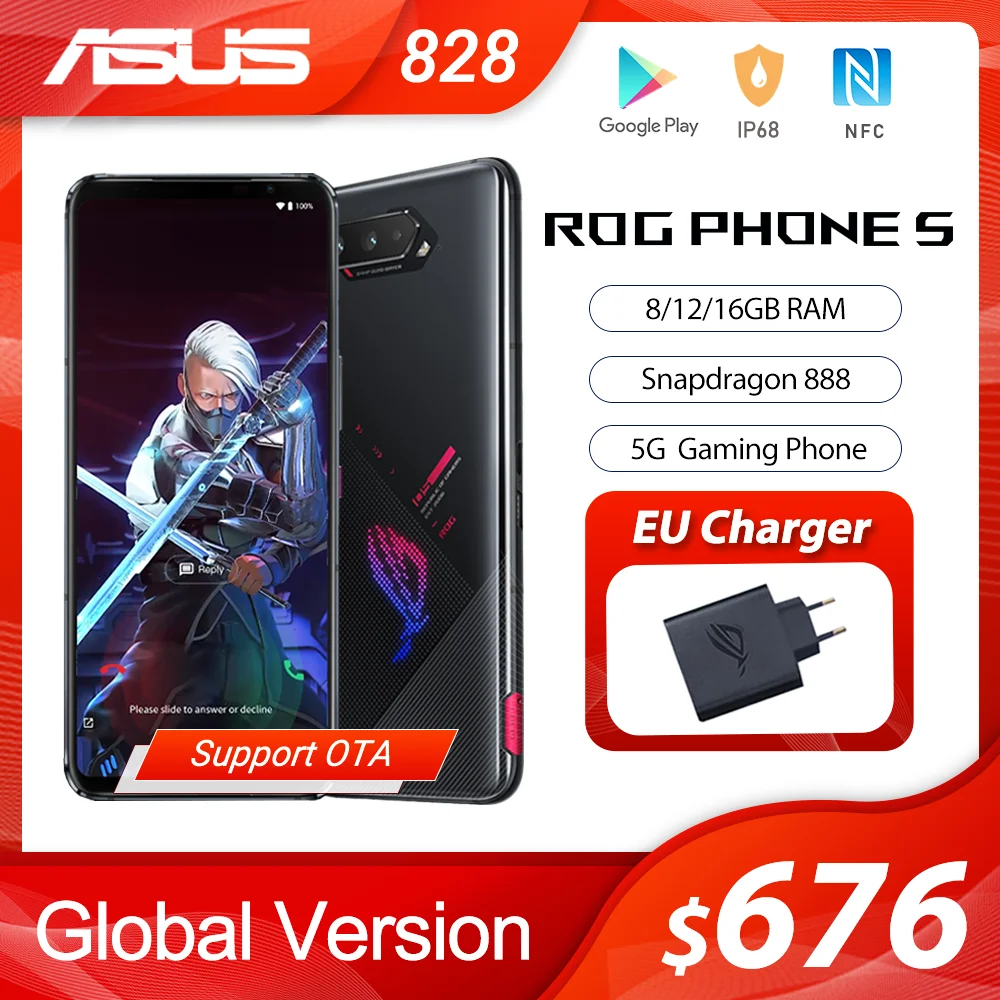 Смартфон ASUS ROG 5 оригинал Snapdragon глобальная версия 8/12/16 ГБ ОЗУ 128/256 Гб ПЗУ 6000 мАч 65 Вт
