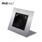 Электрическая розетка Wallpad, серебристая металлическая розетка европейского стандарта Schuko с 2 USB-разъемами для зарядки, 5,1 постоянного тока, 2,1 А, для европейского стандарта, розетка с зажимами