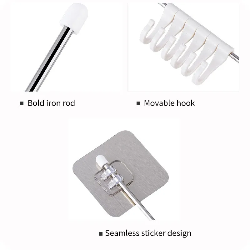 6 крючков регулируемая стойка для хранения настенная вешалка крючок кладовки