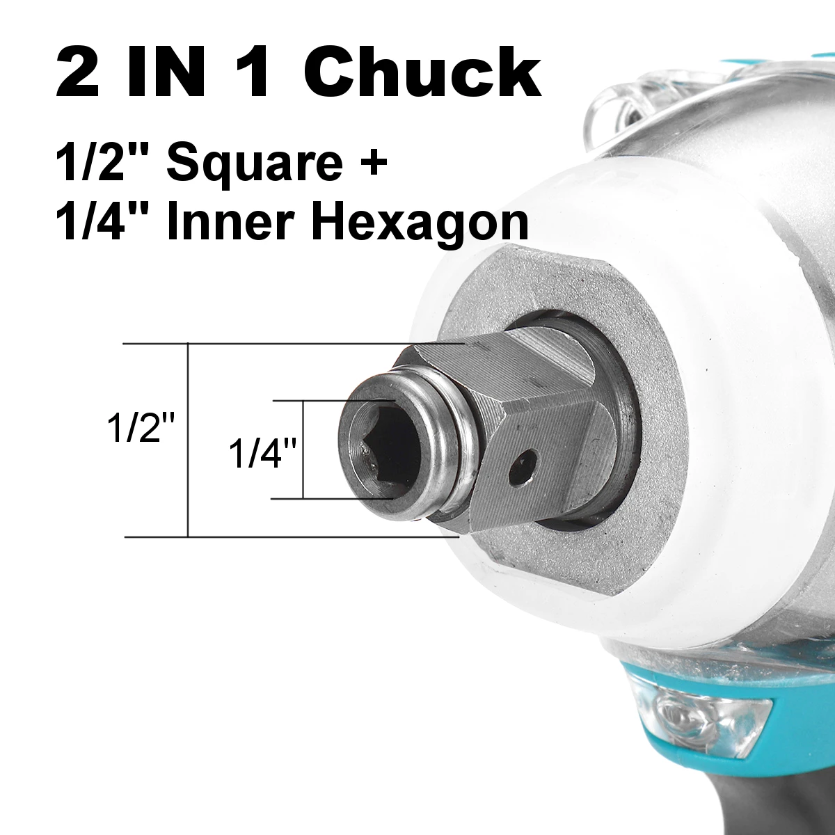 ¿2 In1 18V 520N? Destornillador eléctrico inalámbrico de 1/4 pulgadas, llave eléctrica sin escobillas de iones de litio de 1/2 pulgadas, combinado para batería Makita 300