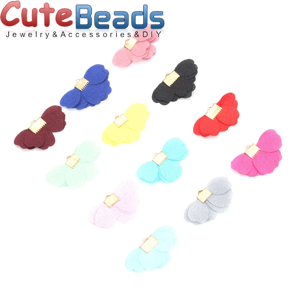 Бесплатная доставка 36 мм 12 шт./лот ткань бабочка кисточки фурнитура смешанные