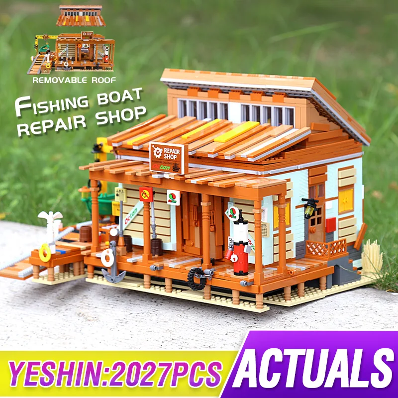 

Yeshin 12004 MOC Streetview Building Blocks The 30106 Shipyard Old Fishing Store Model Assembly Brick Toys Kids Christmas Gift