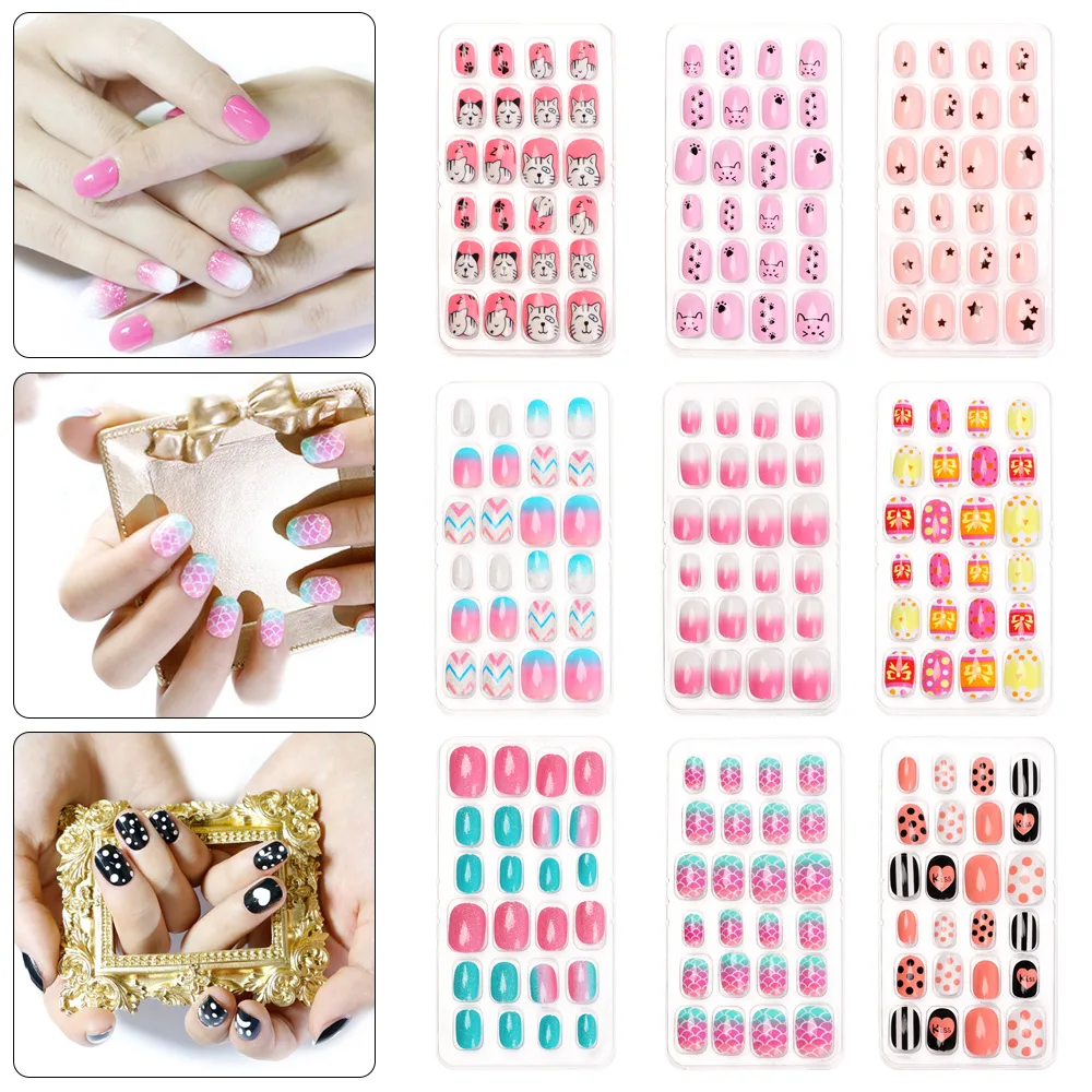 Накладные ногти детские съемные 24 шт./компл. Типсы для маникюра - купить по