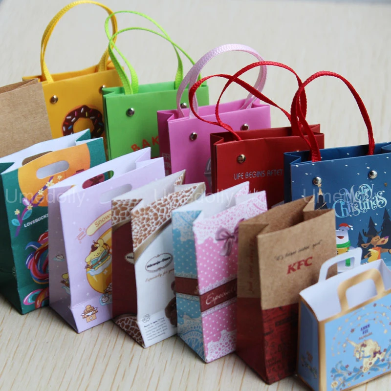 Миниатюрный мешок из крафт-бумаги для кукольного домика, 1/6 масштаба ...