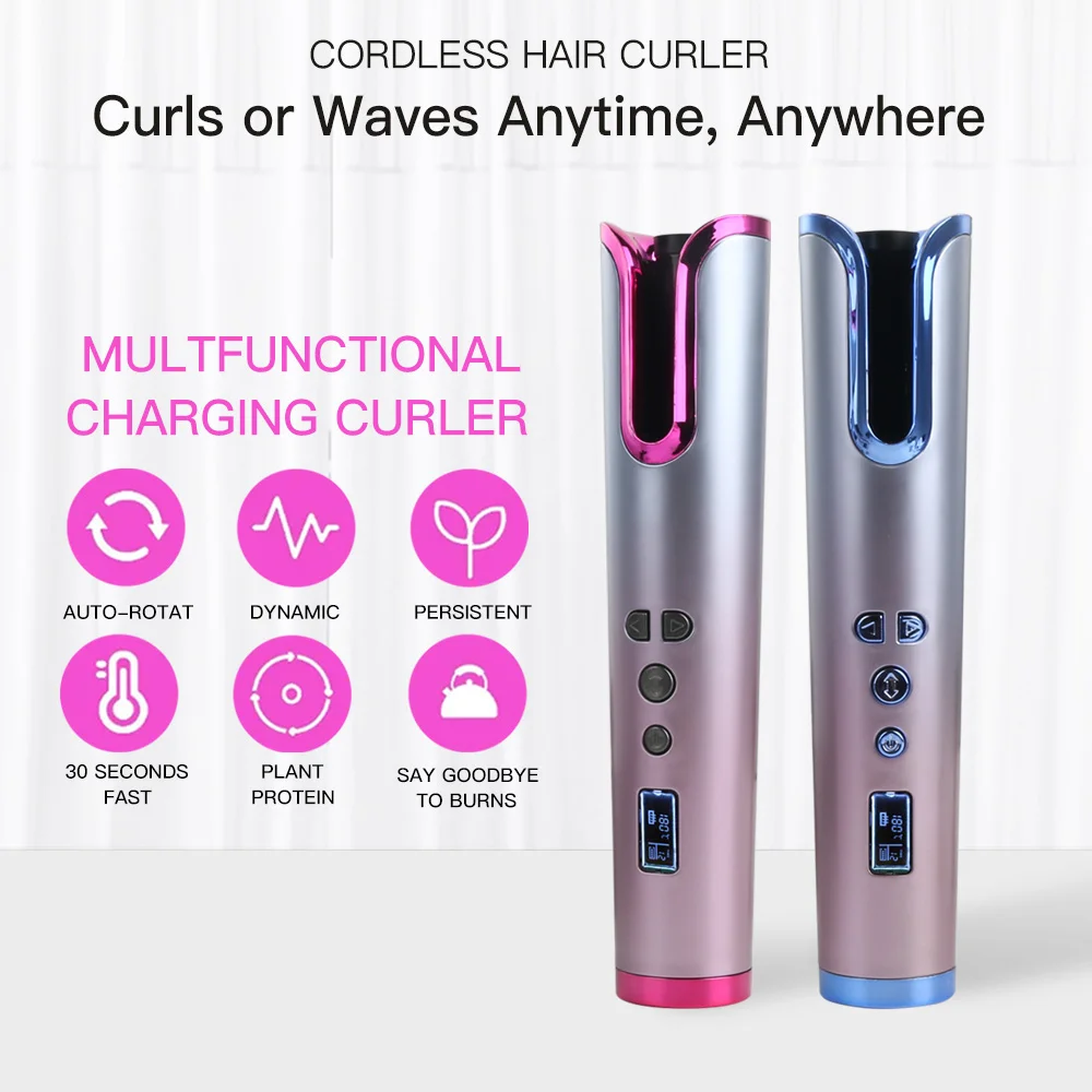 

Wireless Hair Curler Automatic Curling Iron Hair Waver Iron Curling Wand Air Curler Ceramic Hair Crimper Hair Styling Tools