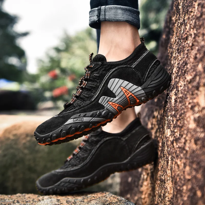 New Summer Genuine Leather Sneakers Comfortable Mesh Breathable Men Shoes Casual Outdoor Wading Non-slip Feminino Zapatos |