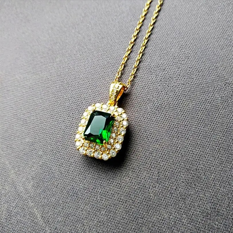 Ювелирные наборы зеленый турмалины с покрытыем цвета чистого 24 каратного золота