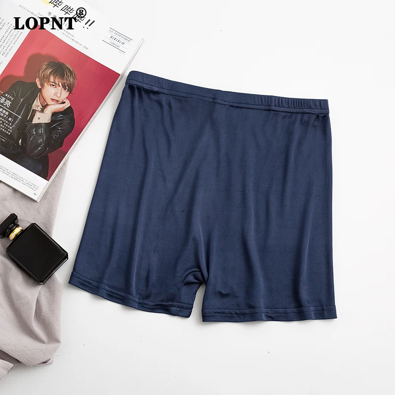 LOPNT Pure Silk Seamless Men’s Underpants Mid Waist Ventilate Antibacterial Boxers Panties Male Soft Smooth Comfort Underwear