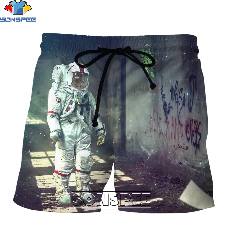 

SONSPEE Cool Astronaut Series 3D Printing Men's Shorts Summer Creative Street Personality Casual Hip Hop Simple Style Clothing