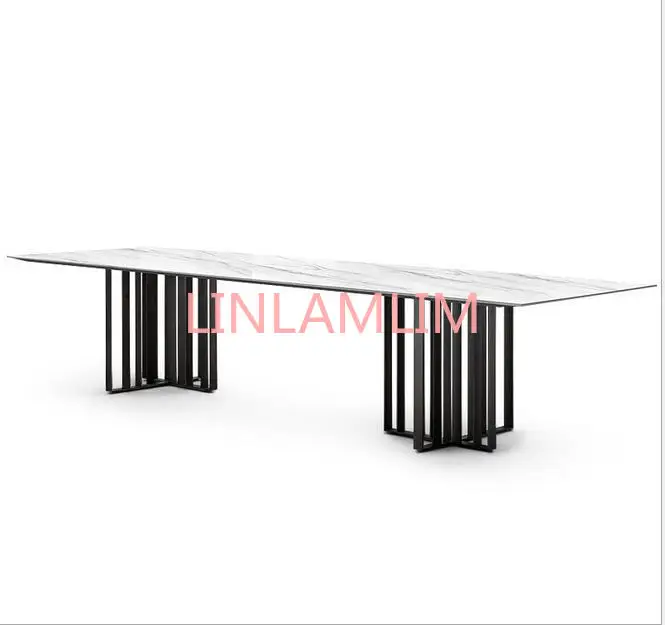 Дизайнерский уникальный набор мраморной столовой из нержавеющей стали с