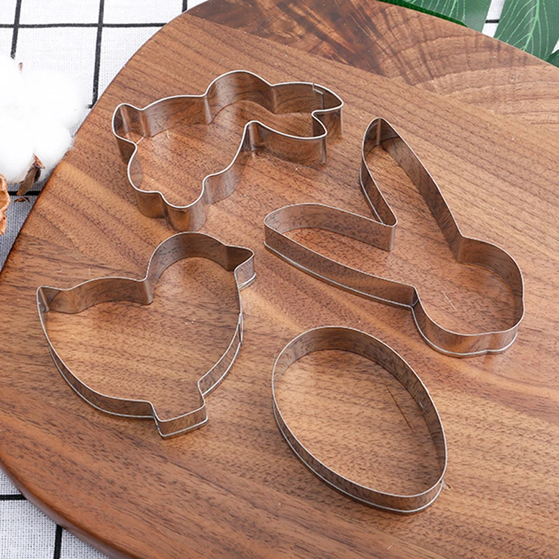

4pc Stainless Steel Cookie 3D Bunny Rabbit Mould Biscuit Mold Cutters Cake Pendant Kitchen Baking Tools For Easter Decoration