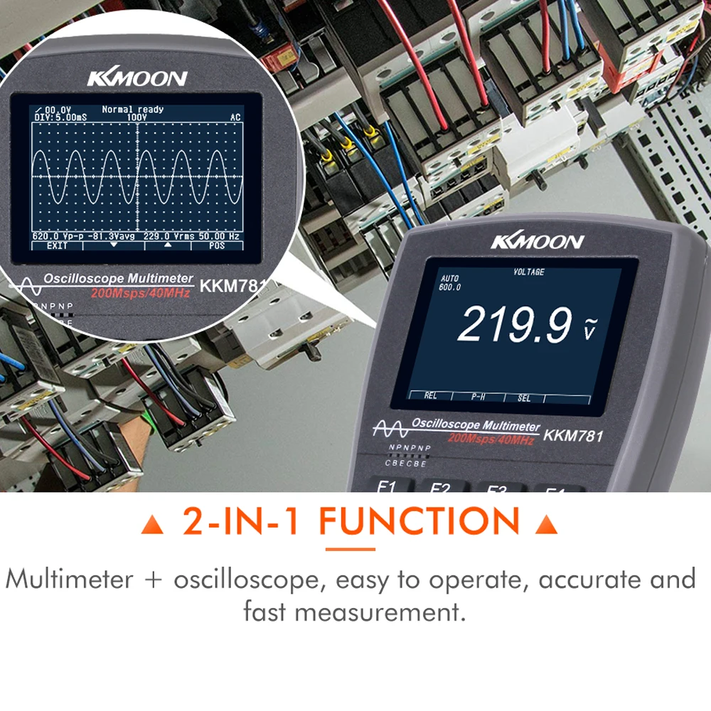 KKmoon мультиметр интеллектуальный цифровой измеритель осциллограф 2 в 1 40 МГц 200Msps/S