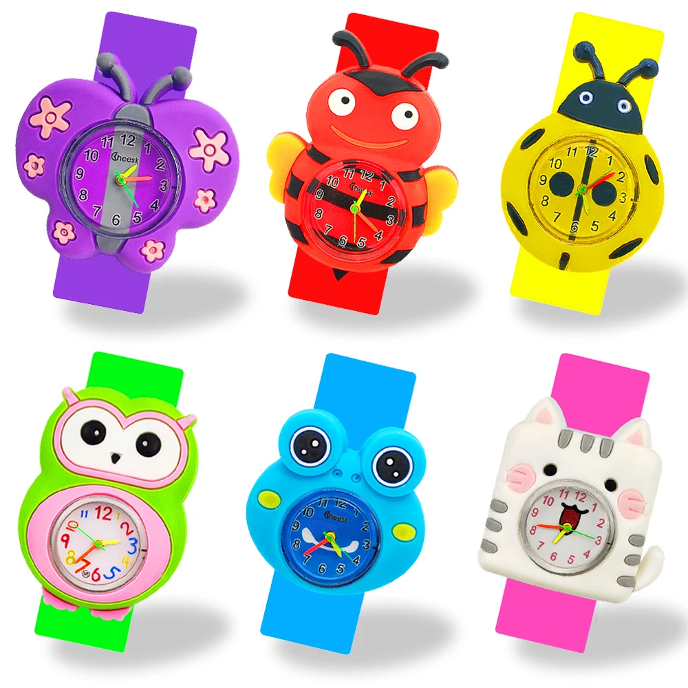 

Cartoon Cat Watch Kids Bracelet Toy 3D Lovely Butterfly/bee/ladybug/owl/frog Pattern Baby Watch Children Quartz Watches Clock