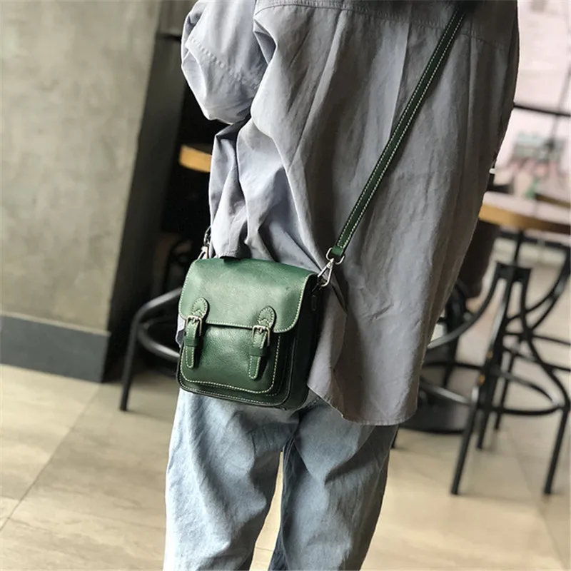 Retro fashion luxury natural genuine leather ladies mini Cambridge bag outdoor daily work college style shoulder messenger bag