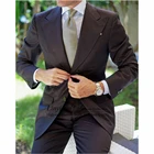 Классические черные мужские костюмы, официальный профессиональный деловой Блейзер, облегающие смокинги для жениха на свадьбу, 2 предмета, пиджак и брюки, мужской костюм