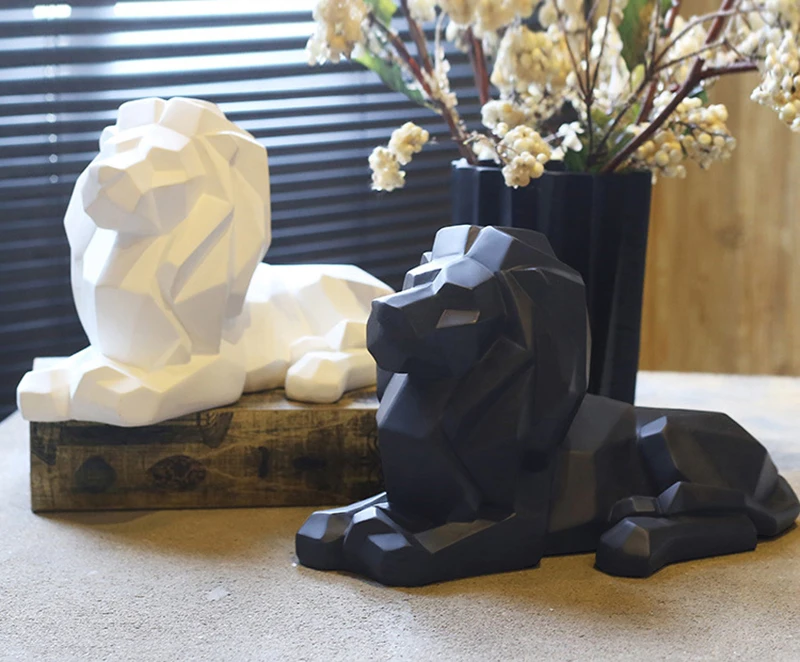 Скандинавская абстрактная скульптура льва из смолы геометрическая Статуя Льва