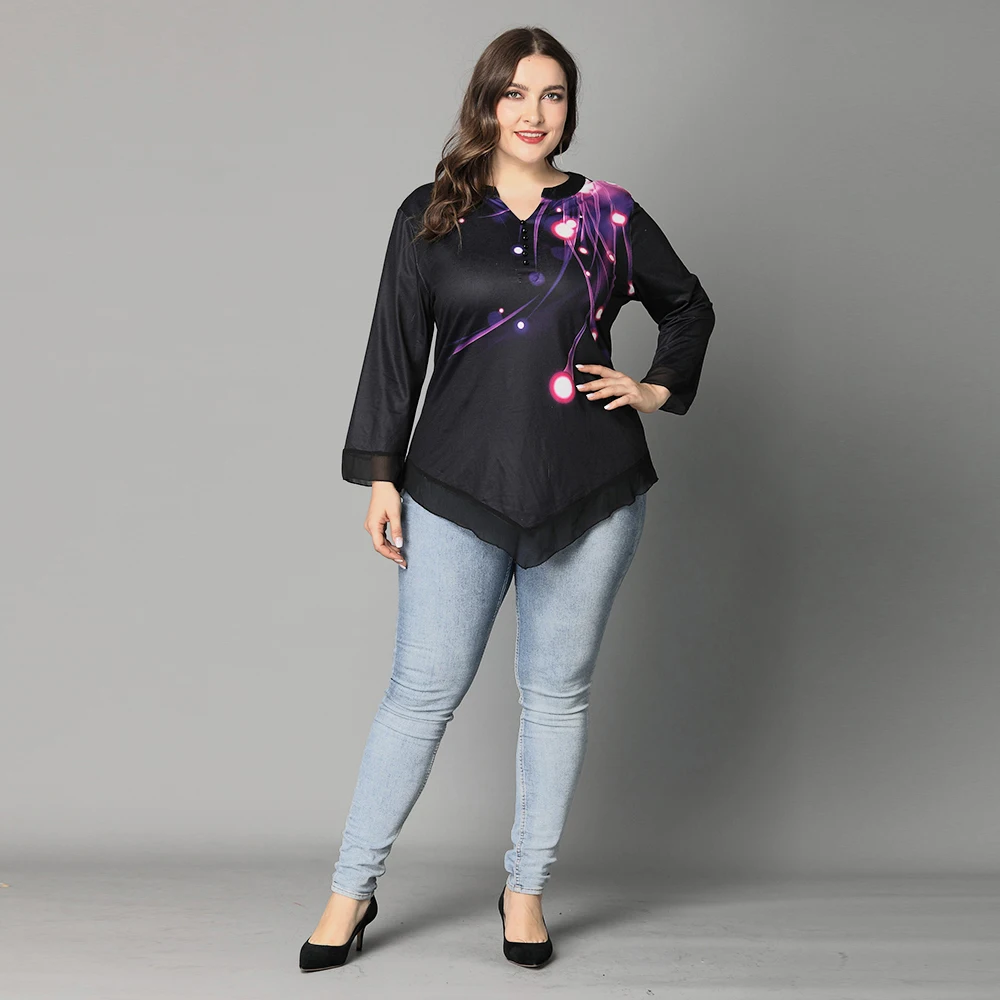 Летнее платье размера плюс XL 5XL пуловер для женщин с v образным вырезом длинным