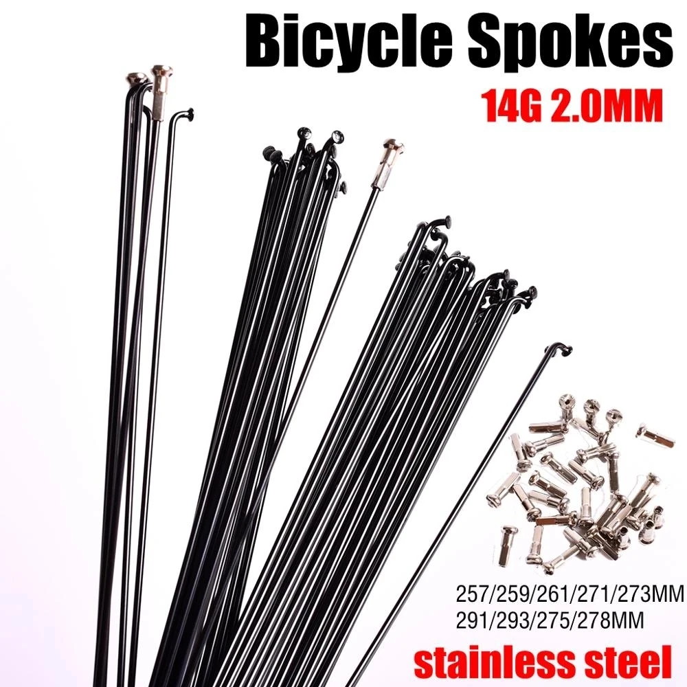 

Bicycle Spoke Wire Mountain Road Bike 304 Stainless Steel High Strength 259/261/271/273/291/293MM 26 27.5 29 Inch with Free Cap