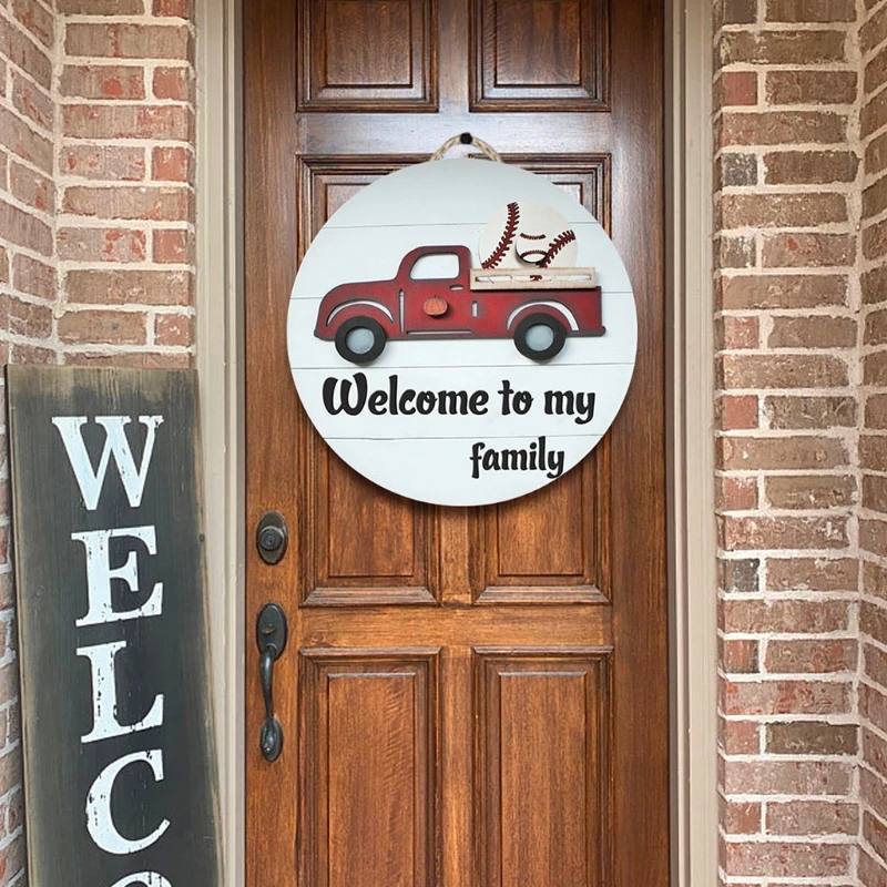 

Cartoon Delivery Front Door Hanger Decor Round Door Wreath Entryway Decor