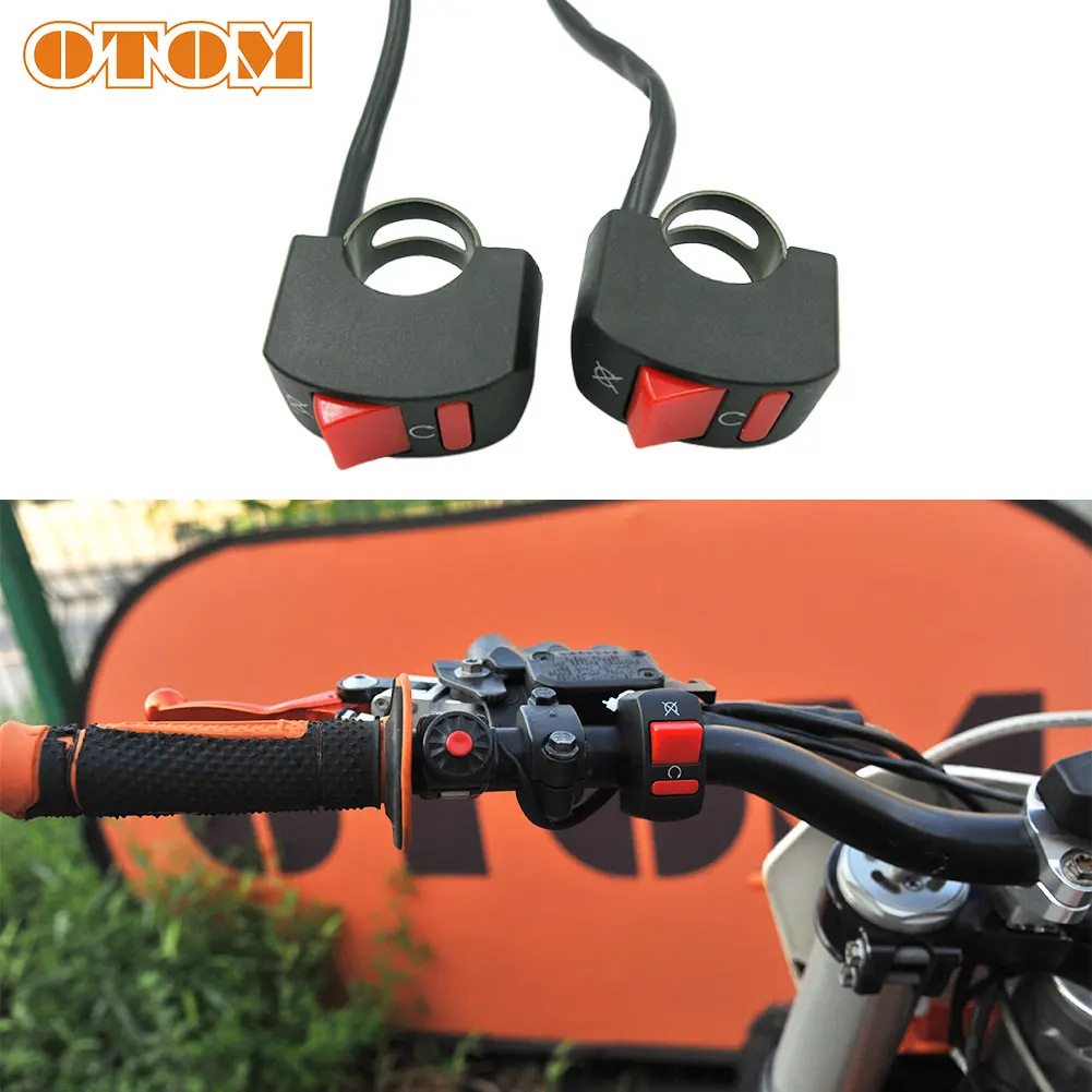

OTOM 3Pcs Red Motorcycle Switch 22mm 7/8" Handlebar Electric Starter Start & Stop ATV ON/OFF Button Flameout Universal Motorbike