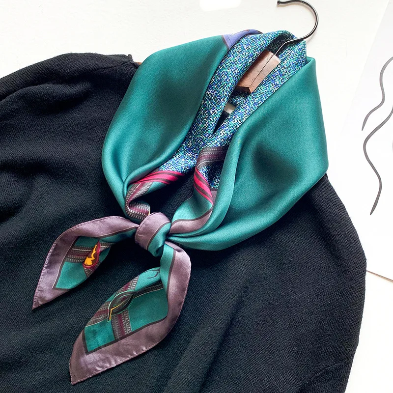 

Весенне-летний квадратный шелковый шарф 70 см, шейный платок с принтом каретки, модная шаль, шарфы, Женский шифоновый хиджаб из пашмины, зима