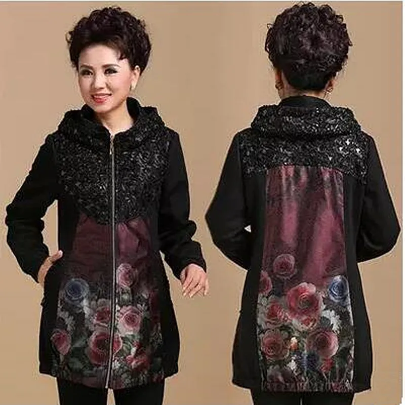 Женское длинное кружевное пальто толстая ветровка большого размера XL-5XL куртка