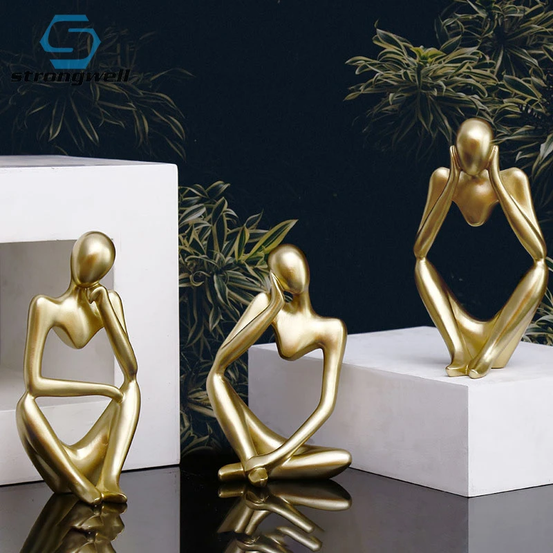 

Strongwell Abstract Figure Sculpture Resin Miniature Model Home Office Decoration Accessories Thinker Figurines Desktop Decors