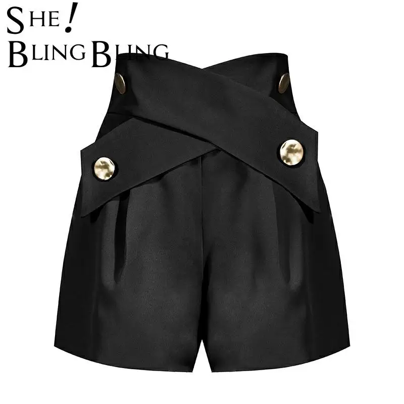 Шорты SheBlingBling женские с высокой талией элегантные Асимметричные свободные