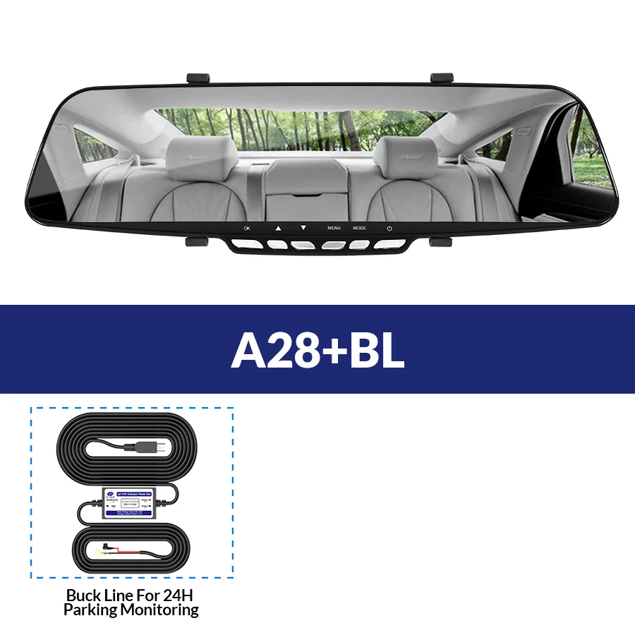 A28-BL E-ACE, 4,3 дюймов, двойная, 1080 P, HD зеркальная камера, ночное видение, Автомобильный видеорегистратор, камера заднего вида, парковочная линия с камерой заднего вида, видеорегистратор - Название цвета: A28-BL
