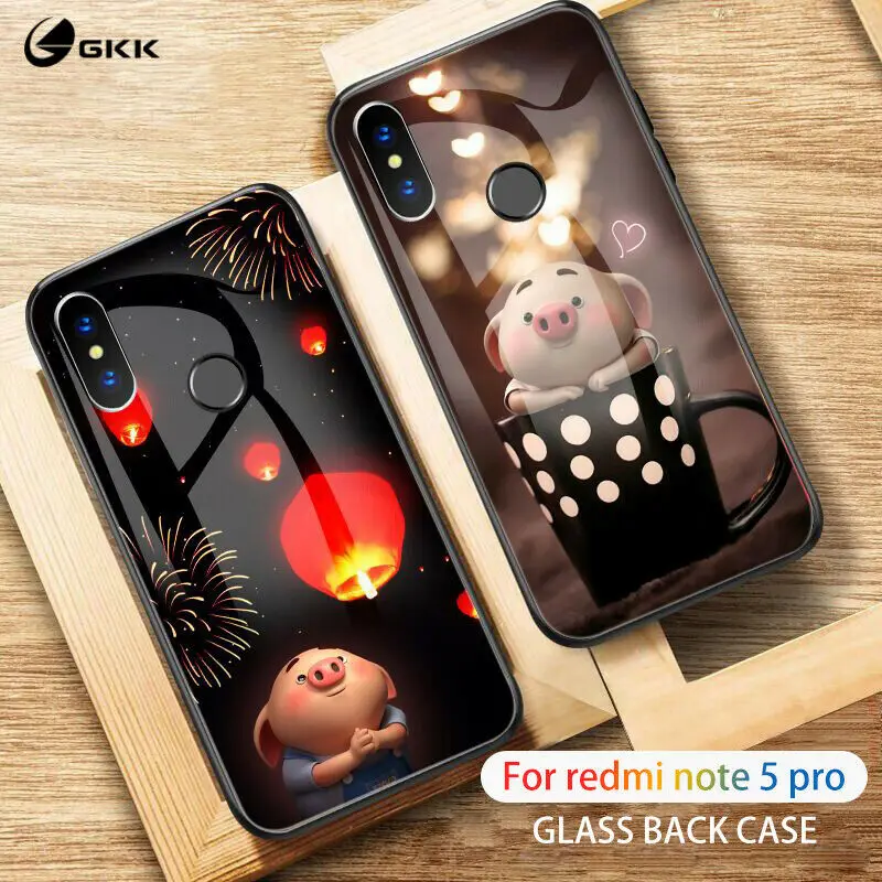 GKK закаленное стекло + Мягкий силиконовый чехол с рисунком для Xiaomi Redmi Note 5/Note 5 Pro |