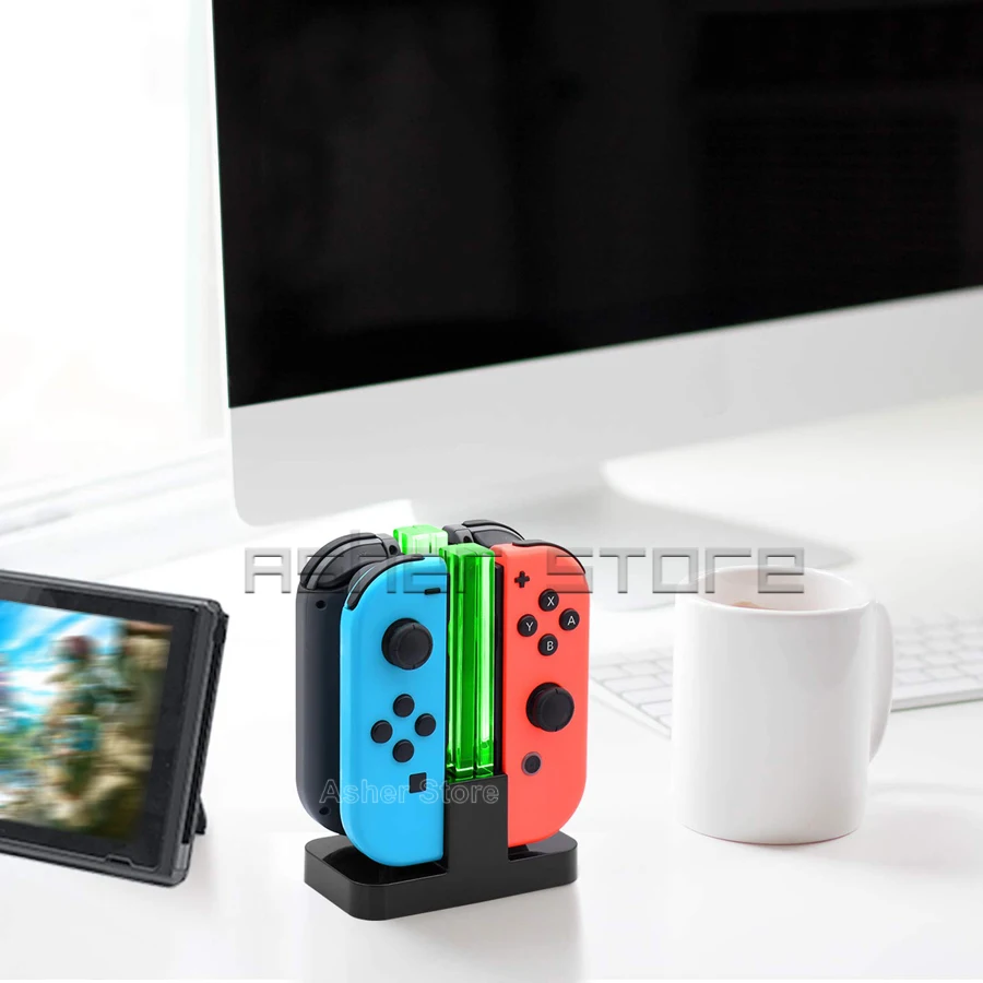 Зарядная док-станция с 4 контроллерами и светодиодным индикатором для Nintendo Nitendo